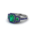 Emerald Three Halo Radiance Engagement Ring - Emely No. 66