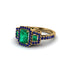 Emerald Three Halo Radiance Engagement Ring - Emely No. 64