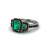 Emerald Three Halo Radiance Engagement Ring - Emely No. 36