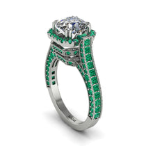 Diamond Three Halo Milgrain Engagement Ring - Mira No. 18 image 1