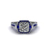 Diamond Three Halo Milgrain Engagement Ring - Mira No. 63