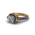 Diamond Three Halo Milgrain Engagement Ring - Mira No. 61