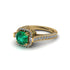 Emerald Three Halo Milgrain Engagement Ring - Mira No. 4