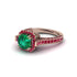 Emerald Three Halo Milgrain Engagement Ring - Mira No. 50 image 2