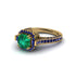 Emerald Three Halo Milgrain Engagement Ring - Mira No. 64