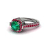 Emerald Three Halo Milgrain Engagement Ring - Mira No. 51