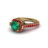 Emerald Three Halo Milgrain Engagement Ring - Mira No. 49