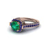 Emerald Three Halo Milgrain Engagement Ring - Mira No. 65