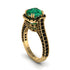 Emerald Three Halo Milgrain Engagement Ring - Mira No. 34 image 1