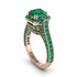 Emerald Three Halo Milgrain Engagement Ring - Mira No. 20 image 1