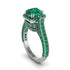 Emerald Three Halo Milgrain Engagement Ring - Mira No. 21