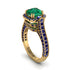 Emerald Three Halo Milgrain Engagement Ring - Mira No. 64