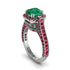 Emerald Three Halo Milgrain Engagement Ring - Mira No. 51 image 1
