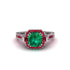 Emerald Three Halo Milgrain Engagement Ring - Mira No. 51