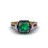Emerald Three Halo Milgrain Engagement Ring - Mira No. 64