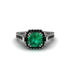 Emerald Three Halo Milgrain Engagement Ring - Mira No. 36