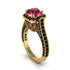 Ruby Three Halo Milgrain Engagement Ring - Mira No. 40