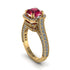 Ruby Three Halo Milgrain Engagement Ring - Mira No. 10
