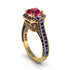 Ruby Three Halo Milgrain Engagement Ring - Mira No. 70