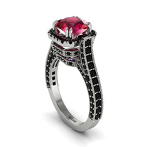 Ruby Three Halo Milgrain Engagement Ring - Mira No. 42 image 1