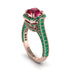 Ruby Three Halo Milgrain Engagement Ring - Mira No. 26 image 1