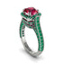 Ruby Three Halo Milgrain Engagement Ring - Mira No. 27