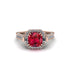 Ruby Three Halo Milgrain Engagement Ring - Mira No. 11