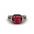 Ruby Three Halo Milgrain Engagement Ring - Mira No. 41