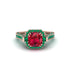 Ruby Three Halo Milgrain Engagement Ring - Mira No. 26