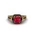 Ruby Three Halo Milgrain Engagement Ring - Mira No. 40