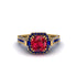 Ruby Three Halo Milgrain Engagement Ring - Mira No. 70