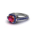 Ruby Three Halo Milgrain Engagement Ring - Mira No. 72