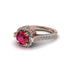 Ruby Three Halo Milgrain Engagement Ring - Mira No. 11