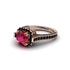 Ruby Three Halo Milgrain Engagement Ring - Mira No. 41