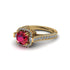 Ruby Three Halo Milgrain Engagement Ring - Mira No. 10
