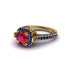Ruby Three Halo Milgrain Engagement Ring - Mira No. 70