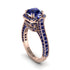 Sapphire Three Halo Milgrain Engagement Ring - Mira No. 74 image 1