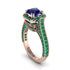 Sapphire Three Halo Milgrain Engagement Ring - Mira No. 29 image 1