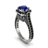 Sapphire Three Halo Milgrain Engagement Ring - Mira No. 45