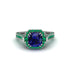 Sapphire Three Halo Milgrain Engagement Ring - Mira No. 30