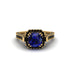 Sapphire Three Halo Milgrain Engagement Ring - Mira No. 43