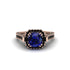 Sapphire Three Halo Milgrain Engagement Ring - Mira No. 44