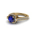 Sapphire Three Halo Milgrain Engagement Ring - Mira No. 13