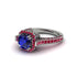 Sapphire Three Halo Milgrain Engagement Ring - Mira No. 60 image 3