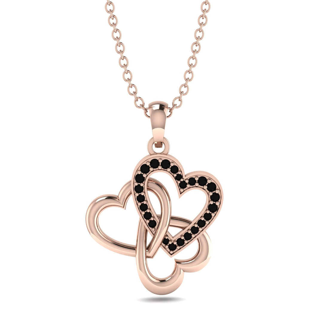 Three Hearts Intertwined Black Diamond Necklace - Harlow No. 8