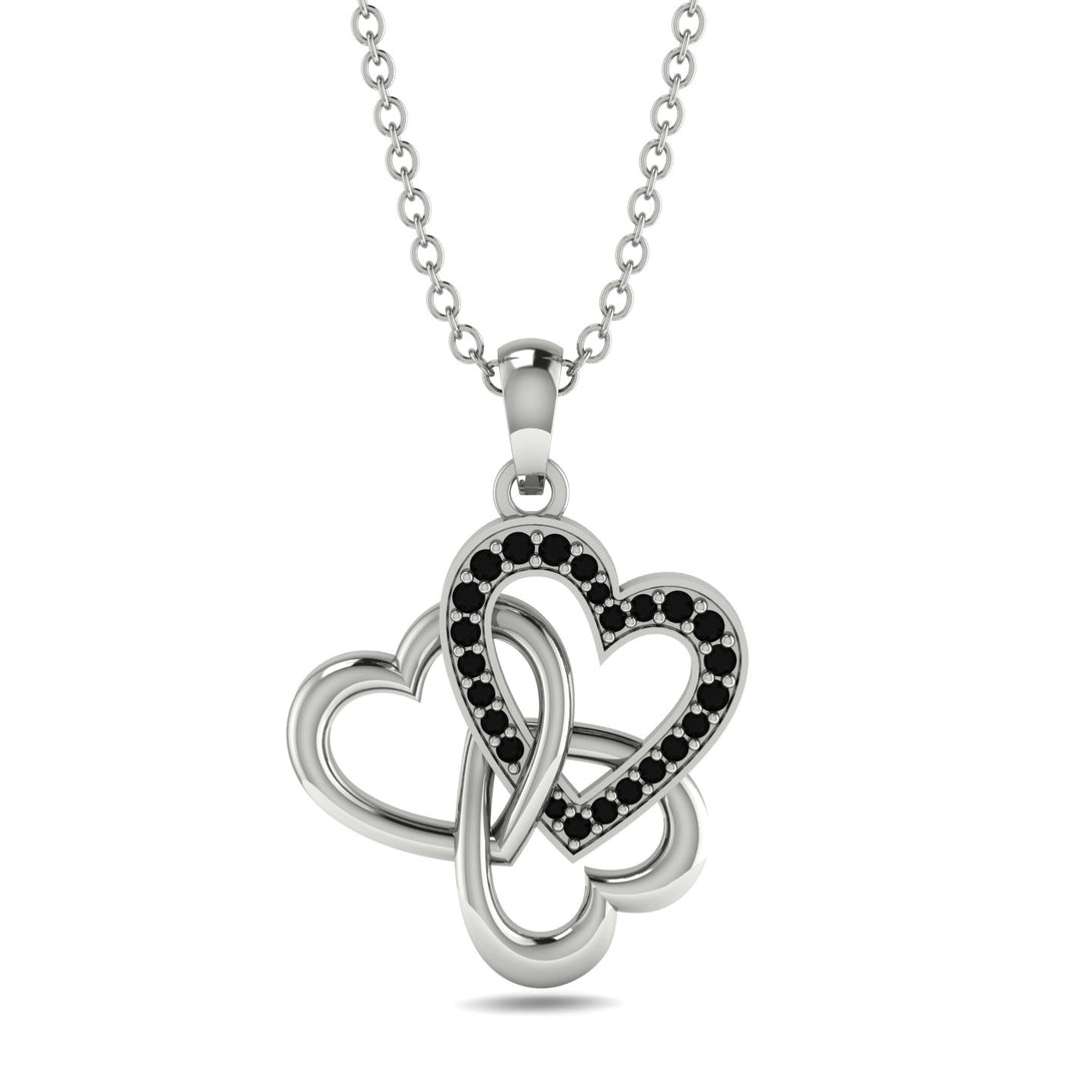 Three Hearts Intertwined Black Diamond Necklace - Harlow No. 9