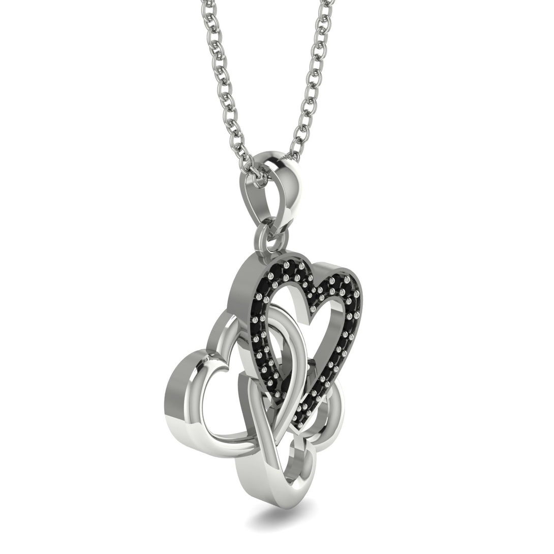 Three Hearts Intertwined Black Diamond Necklace - Harlow No. 9