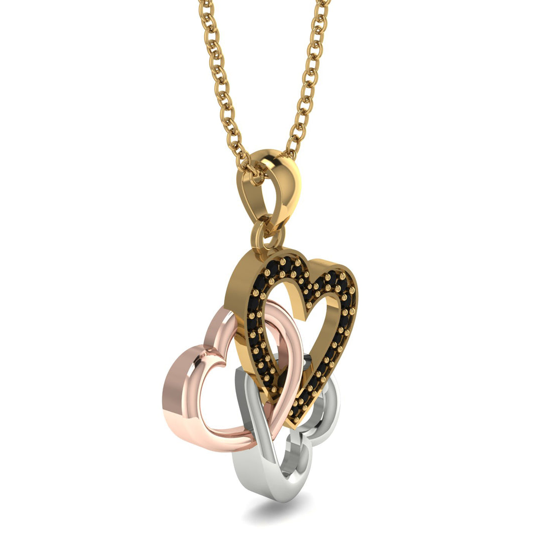 Three Hearts Intertwined Black Diamond Necklace - Harlow No. 18