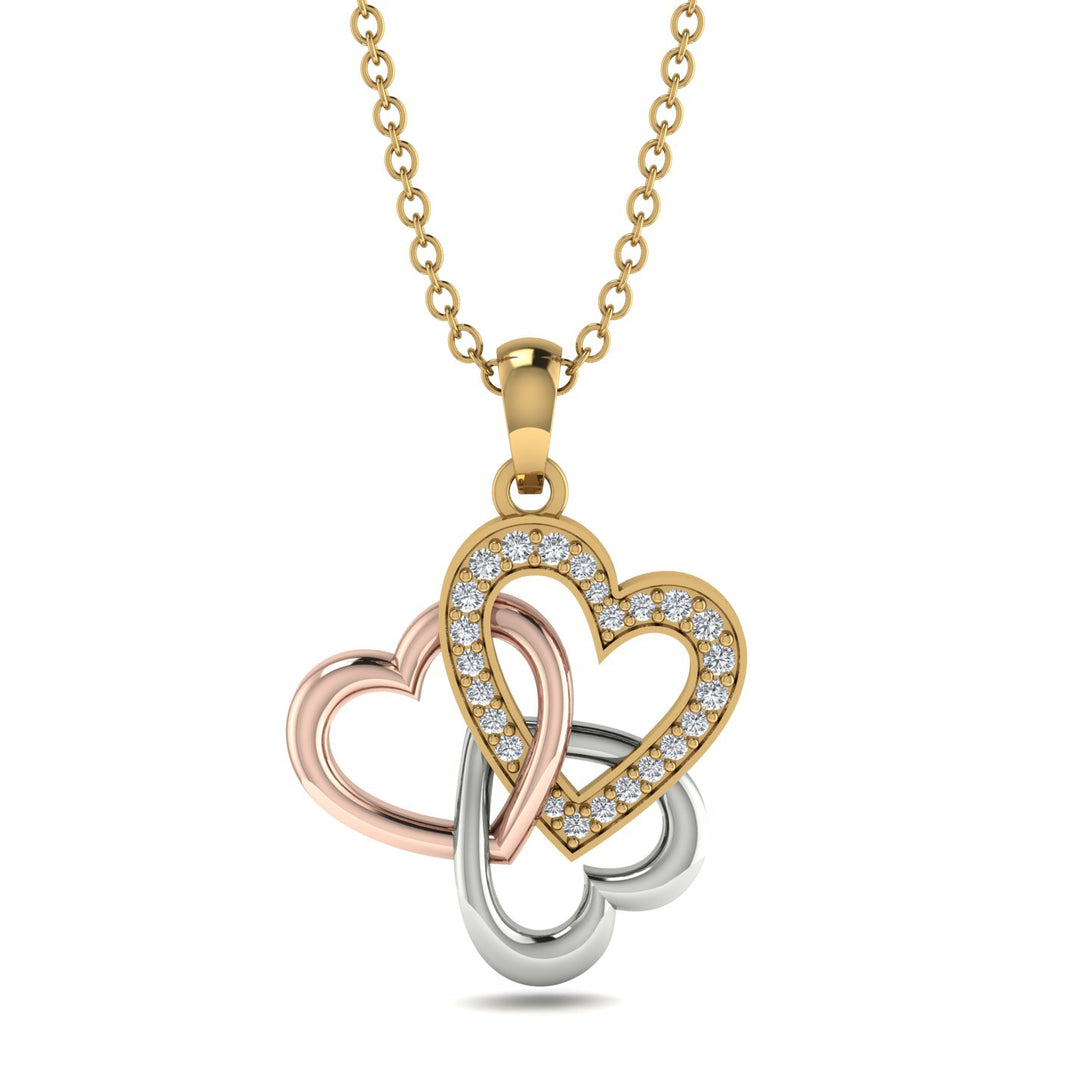 Three Hearts Intertwined Diamond Necklace - Harlow No. 16