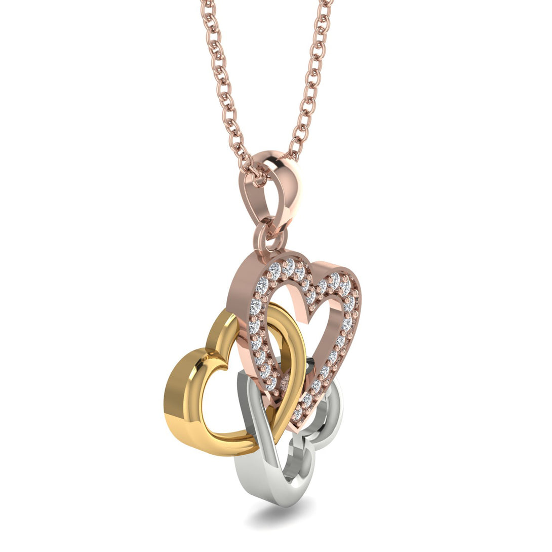 Three Hearts Intertwined Diamond Necklace - Harlow No. 16